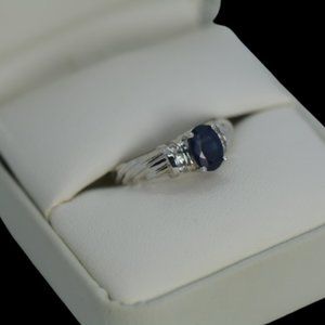 White Gold, Sapphire and Diamond Engagement Ring